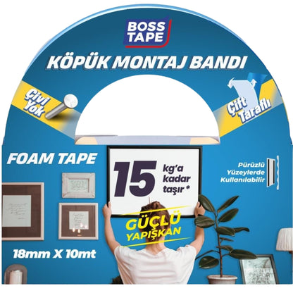 Boss Tape Çift Taraflı Köpük Bant 18mmx10m