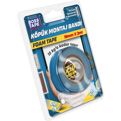 Boss Tape Çift Taraflı Köpük Bant 19mmx2m