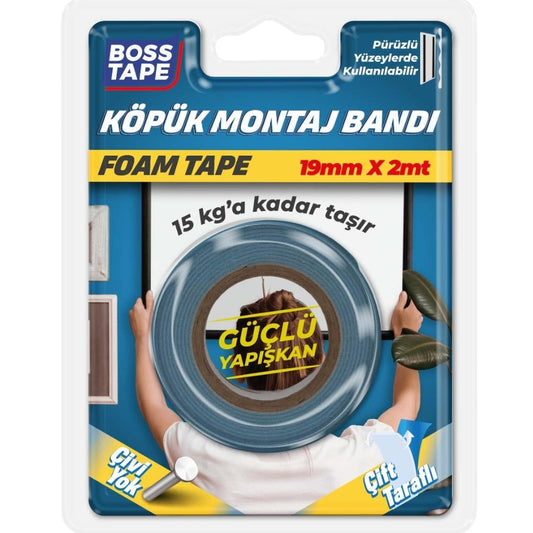 Boss Tape Çift Taraflı Köpük Bant 19mmx2m