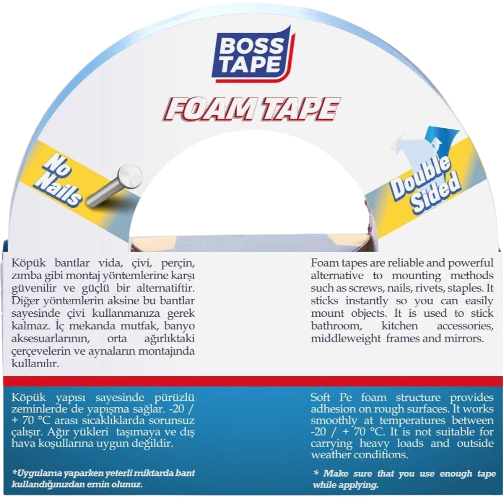 Boss Tape Çift Taraflı Köpük Bant 24mmx10m