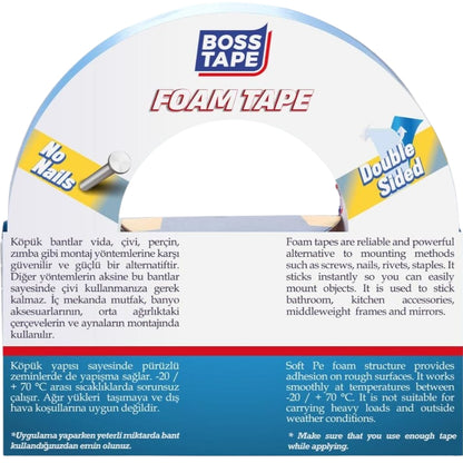 Boss Tape Çift Taraflı Köpük Bant 24mmx10m