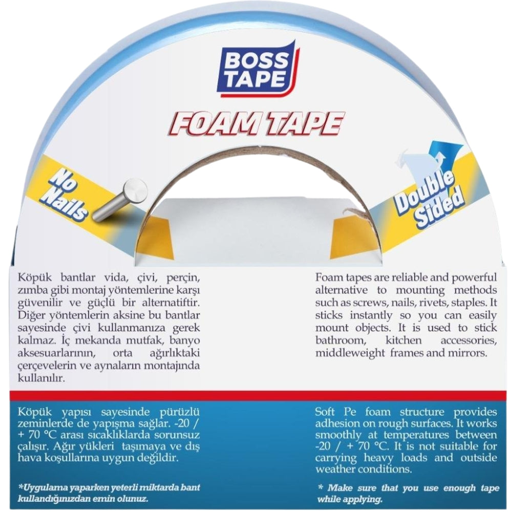 Boss Tape Çift Taraflı Köpük Bant 48mmx10m