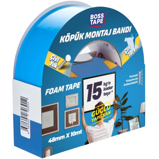 Boss Tape Çift Taraflı Köpük Bant 48mmx10m