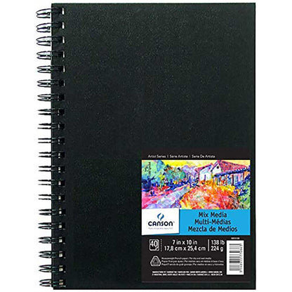 Canson Mix Media Art Book 224gr Çok Amaçlı Spiralli Resim Defteri 40 Sayfa 17.8x25.4cm (Sert Kapak)