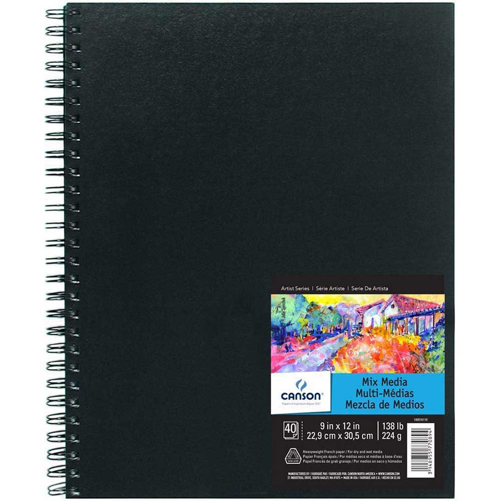 Canson Mix Media Art Book 224gr Çok Amaçlı Spiralli Resim Defteri 40 Sayfa 22.9x30.5cm (Sert Kapak)