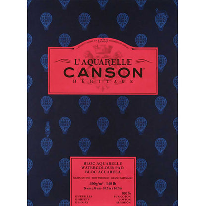Canson Heritage Aquarelle Hot Pressed 300gr Sulu Boya Blok 12 Sayfa 26x36cm