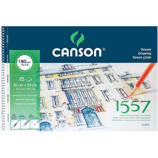 Canson 1557 Dessin Drawing Light Grain 180gr Spiralli Çizim Defteri 15 Sayfa 35x50cm