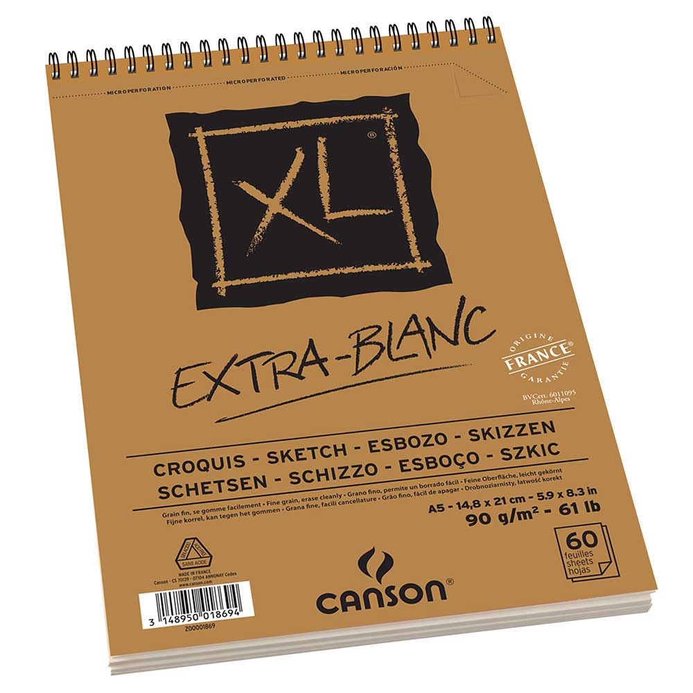 Canson XL Extra White Sketch Spiral Pad 90gr Spiralli Çizim Blok 60 Sayfa A5 (14.9x21cm)