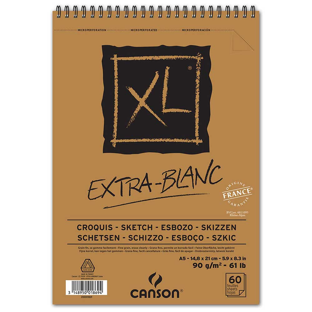 Canson XL Extra White Sketch Spiral Pad 90gr Spiralli Çizim Blok 60 Sayfa A5 (14.9x21cm)