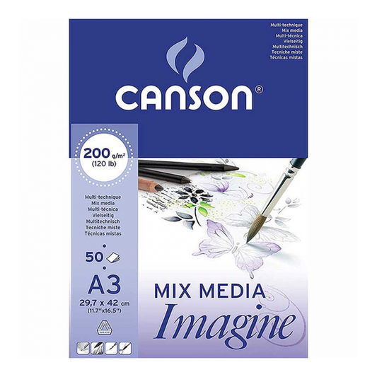 Canson Dessin Blanc Imagine 200gr Hafif Dokulu Çok Amaçlı Çizim Blok 50 Sayfa A3 (29.7x42cm)