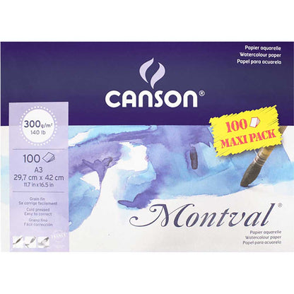Canson Montval Aquarelle Cold Pressed 300gr Sulu Boya Blok 100 Sayfa A3 (29.7x42cm)