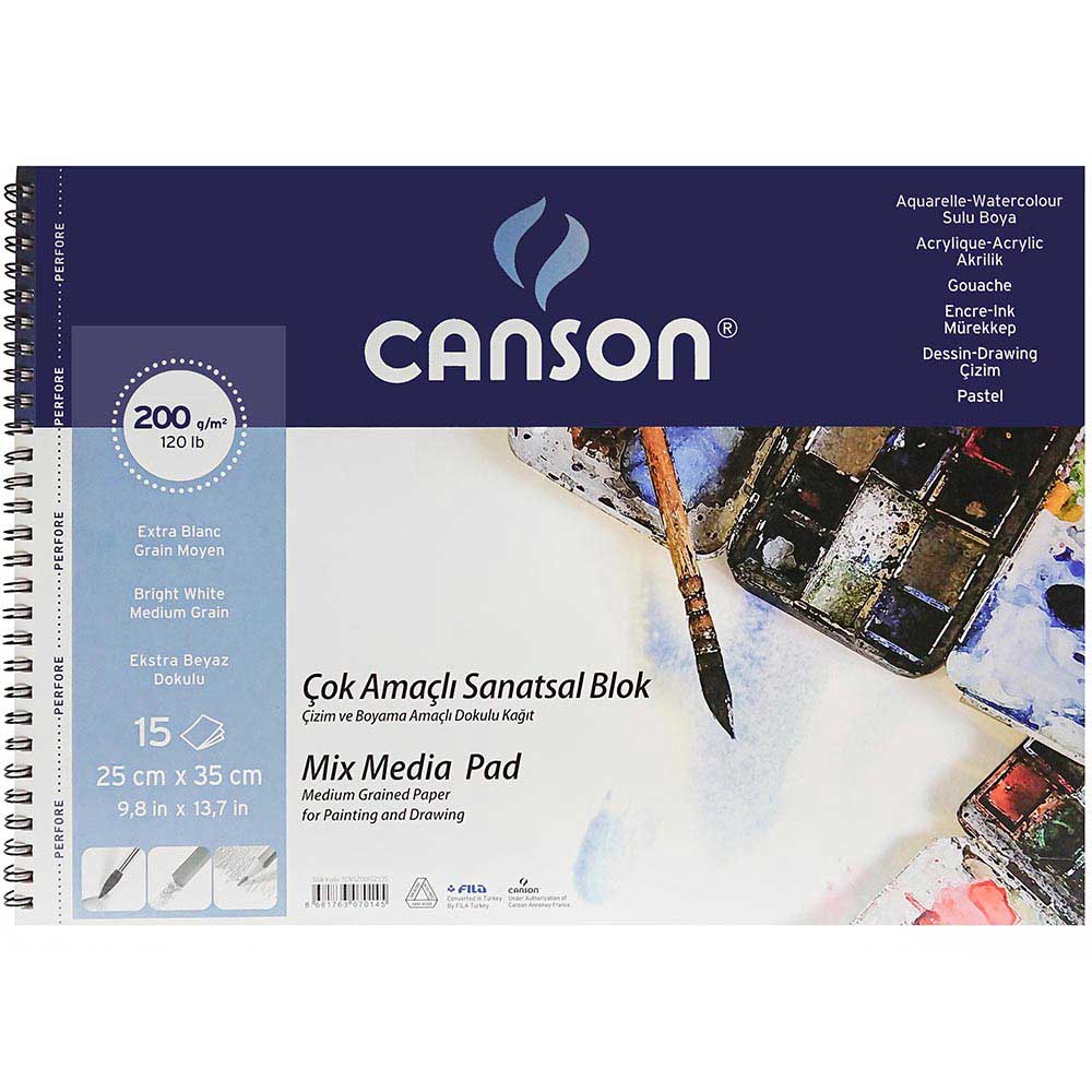 Canson Multi Purpose Art Pad Medium Grain 200gr Çok Amaçlı Resim Defteri 15 Sayfa 25x35cm