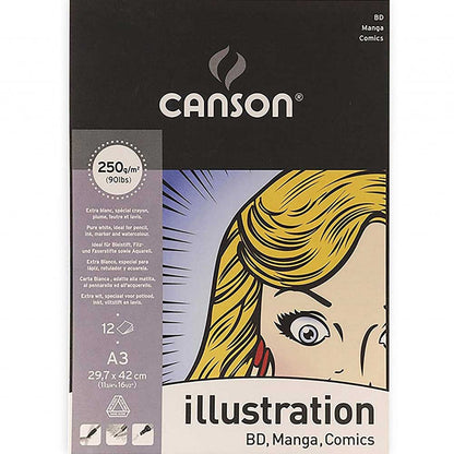 Canson Illustration Pad 250gr Çok Amaçlı Markör Blok 12 Sayfa A3 (29.7x42cm)