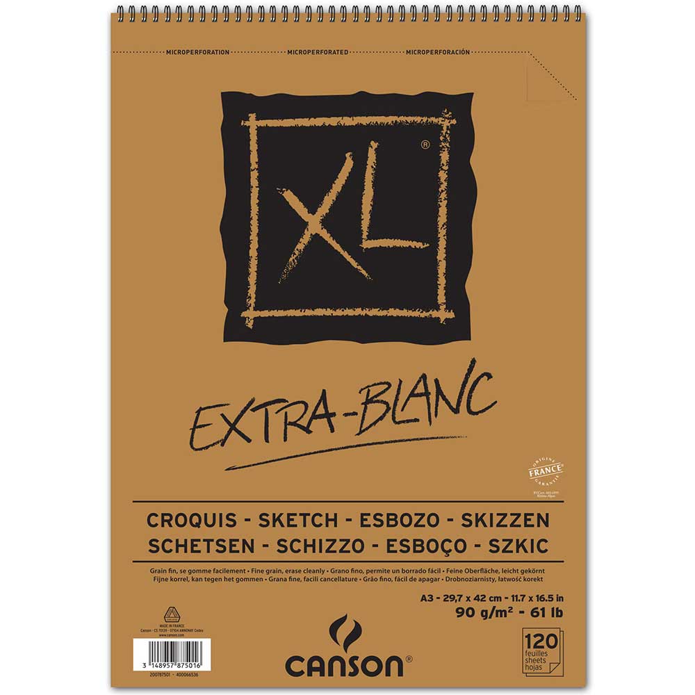 Canson XL Extra White Sketch Spiral Pad 90gr Spiralli Çizim Blok 120 Sayfa A3 (29.7x42cm)