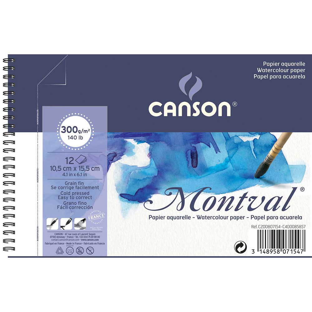 Canson Montval Aquarelle Cold Pressed 300gr Spiralli Sulu Boya Blok 12 Sayfa 10.5x15.5cm