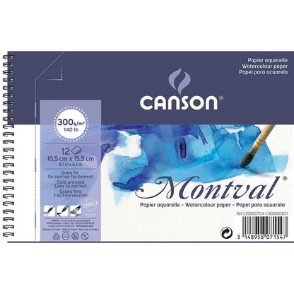 Canson Montval Aquarelle Cold Pressed 300gr Spiralli Sulu Boya Blok 12 Sayfa 10.5x15.5cm