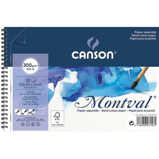 Canson Montval Aquarelle Cold Pressed 300gr Spiralli Sulu Boya Blok 12 Sayfa 13.5x21cm