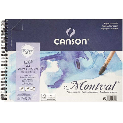 Canson Montval Aquarelle Cold Pressed 300gr Spiralli Sulu Boya Blok 12 Sayfa A4(21x29.7cm)