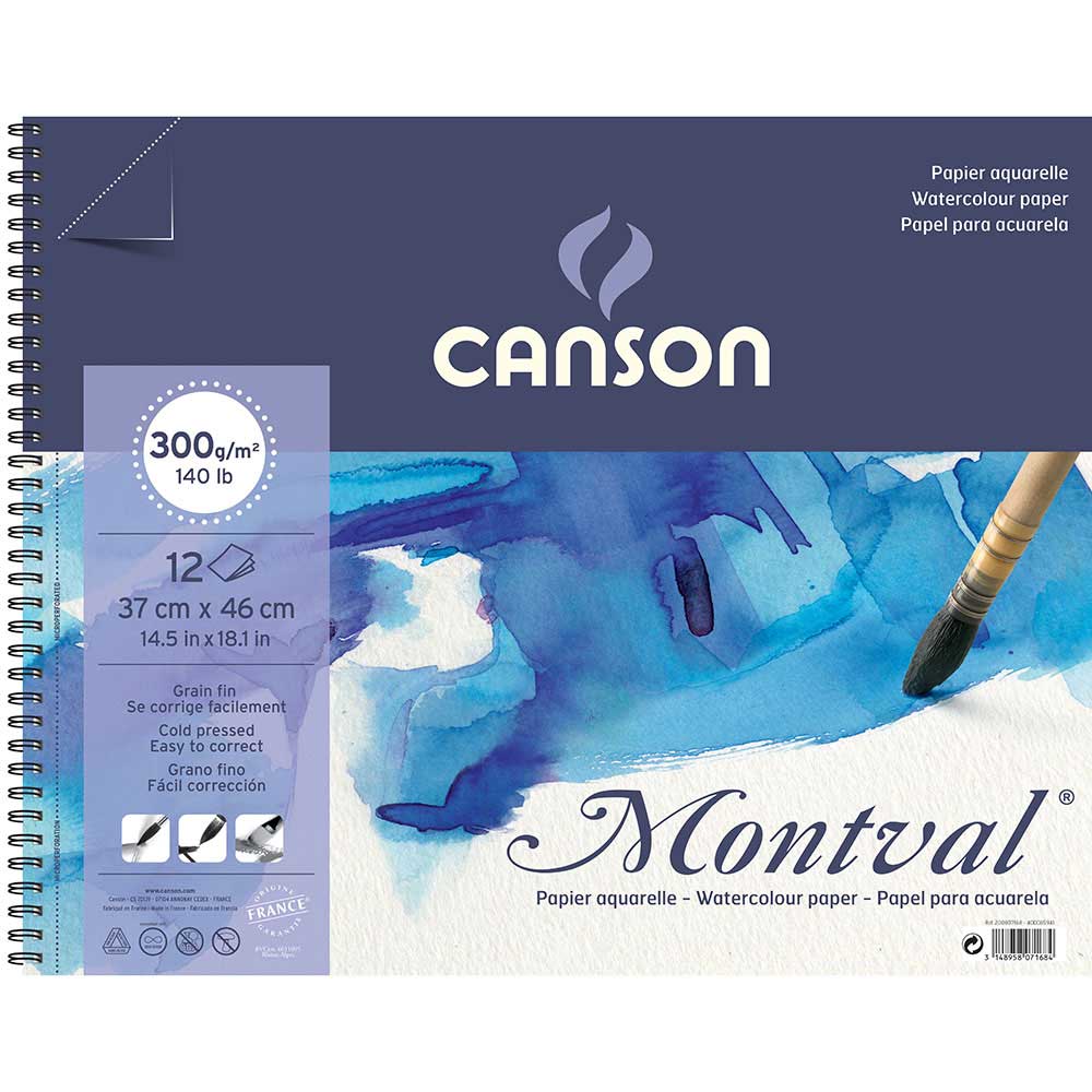 Canson Montval Aquarelle Cold Pressed 300gr Spiralli Sulu Boya Blok 12 Sayfa 37x46cm