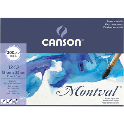 Canson Montval Aquarelle Cold Pressed 300gr Sulu Boya Blok 12 Sayfa 18x25cm (1 Tarafı Yapışkanlı)