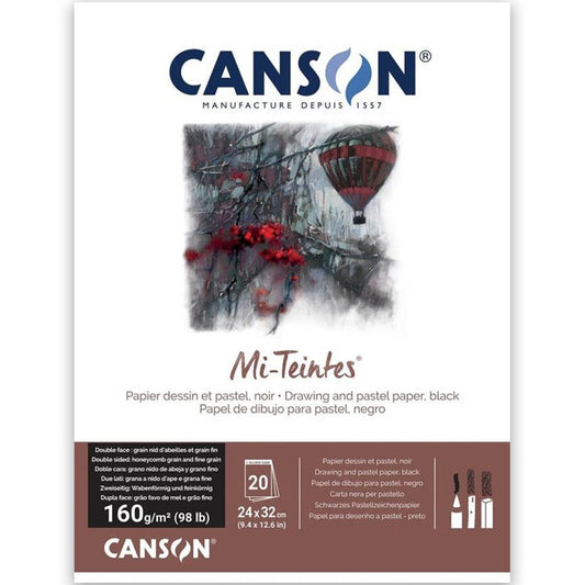 Canson Mi-Tientes Pad 160gr Black 24x32cm 20 Sayfa