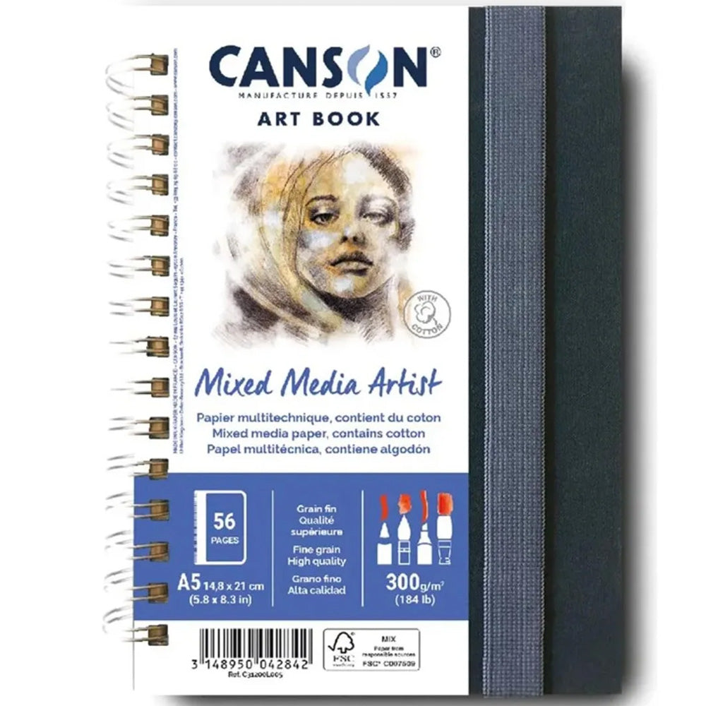 Canson Artbook Mixed Media Artist Portrait 300gr A5 28 Sayfa(Sert Kapak)