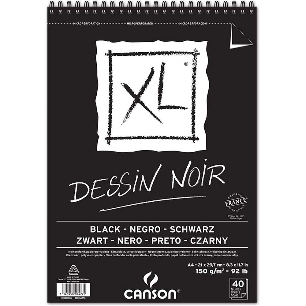 Canson XL Siyah Spiralli Çizim Blok 150gr 40 Sayfa A4(21x29.7cm)