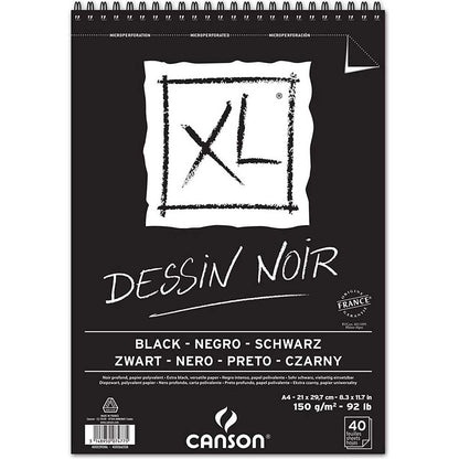 Canson XL Siyah Spiralli Çizim Blok 150gr 40 Sayfa A4(21x29.7cm)