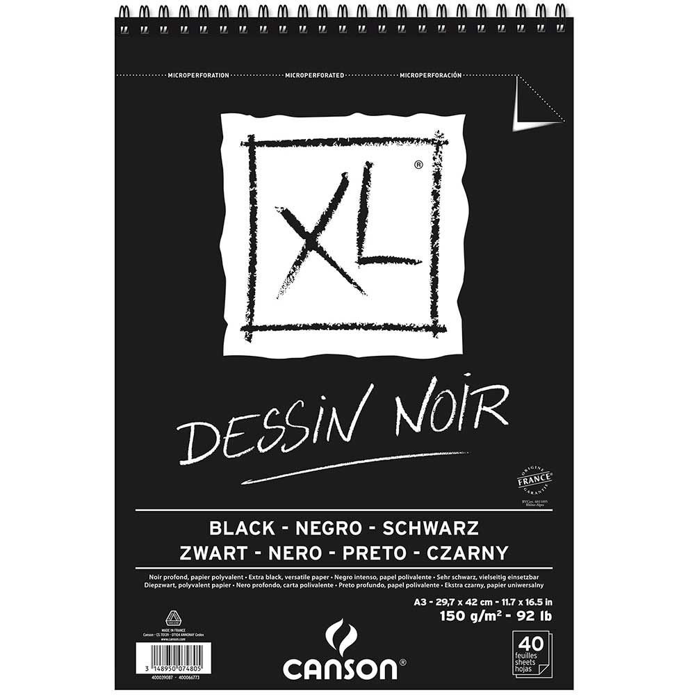 Canson XL Siyah Spiralli Çizim Blok 150gr 40 Sayfa A3(29.7x42cm)