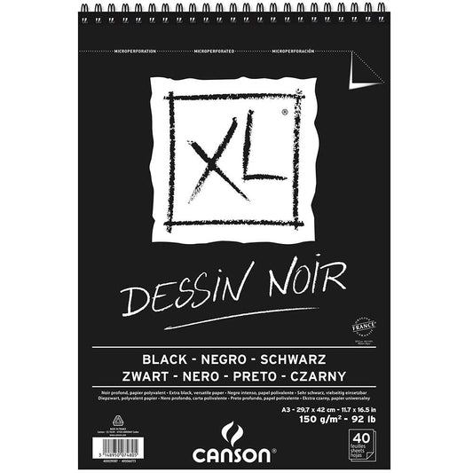Canson XL Siyah Spiralli Çizim Blok 150gr 40 Sayfa A3(29.7x42cm)