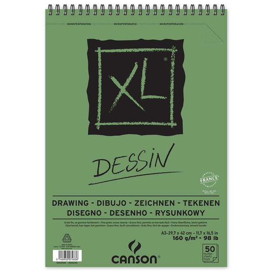 Canson XL Dessin Drawing Spiral Pad 160gr Spiralli Çizim Blok 50 Sayfa A3 (29.7x42cm)