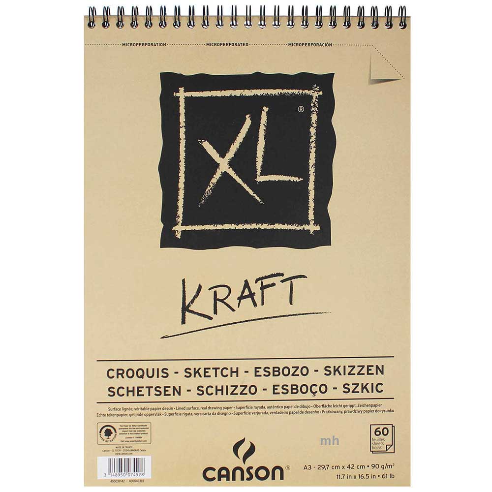 Canson XL Kraft Sketch Spiral Pad 90gr Spiralli Çizim Blok 60 Sayfa A3 (29.7x42cm)