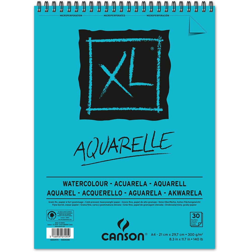 Canson XL Aquarelle Cold Pressed 300gr Spiralli Sulu Boya Blok 30 Sayfa A4 (21x29.7cm)