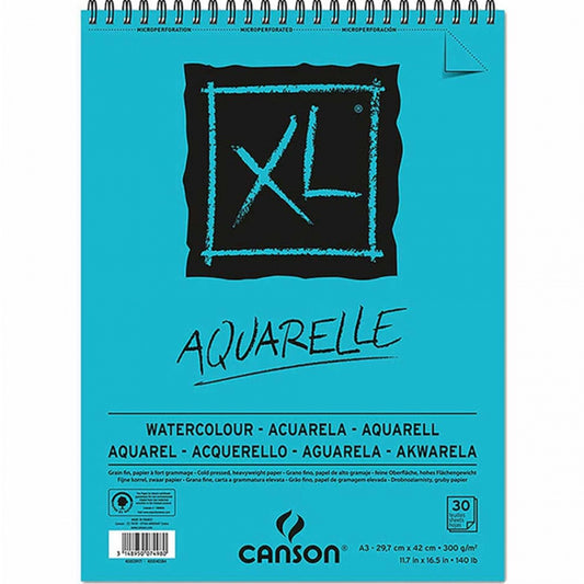 Canson XL Aquarelle Cold Pressed 300gr Spiralli Sulu Boya Blok 30 Sayfa A3 (29.7x42cm)
