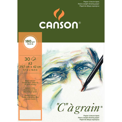 Canson Ca Grain Pad 180gr Doğal Beyaz Çizim Blok 30 Sayfa A3 (29.7x42cm)