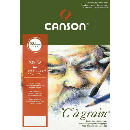 Canson Ca Grain Pad 224gr Doğal Beyaz Çizim Blok 30 Sayfa A4 (21x29.7cm)
