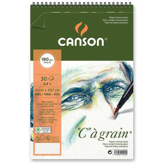 Canson Ca Grain Spiral Pad 180gr Doğal Beyaz Spiralli Çizim Blok 30 Sayfa A4 (21x29.7cm)