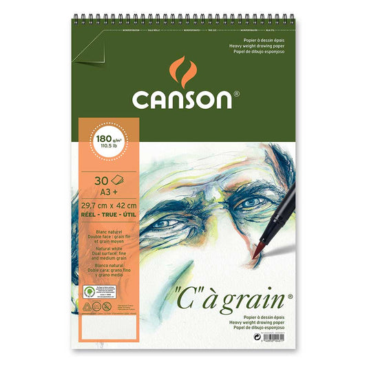 Canson Ca Grain Spiral Pad 180gr Doğal Beyaz Spiralli Çizim Blok 30 Sayfa A3 (29.7x42cm)