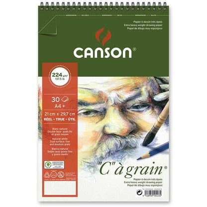 Canson Ca Grain Spiral Pad 224gr Doğal Beyaz Spiralli Çizim Blok 30 Sayfa A4 (21x29.7cm)