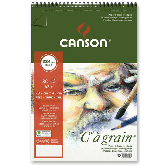 Canson Ca Grain Spiral Pad 224gr Doğal Beyaz Spiralli Çizim Blok 30 Sayfa A3 (29.7x42cm)