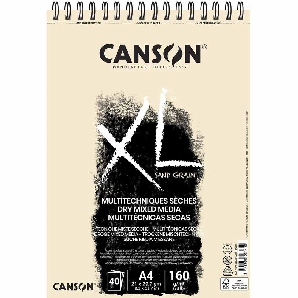 Canson XL Sand Grain Natural Spiral Pad 160gr 40 Sayfa A4(21x29.7cm)