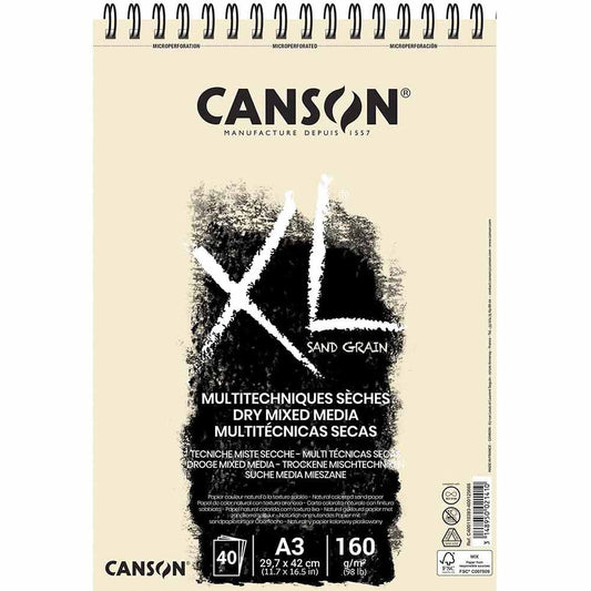 Canson XL Sand Grain Natural Spiral Pad 160gr 40 Sayfa A3(29.7x42cm)