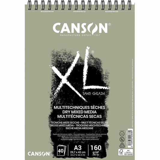 Canson XL Sand Grain Gris Spiral Pad 160gr 40 Sayfa A3(29.7x42cm)