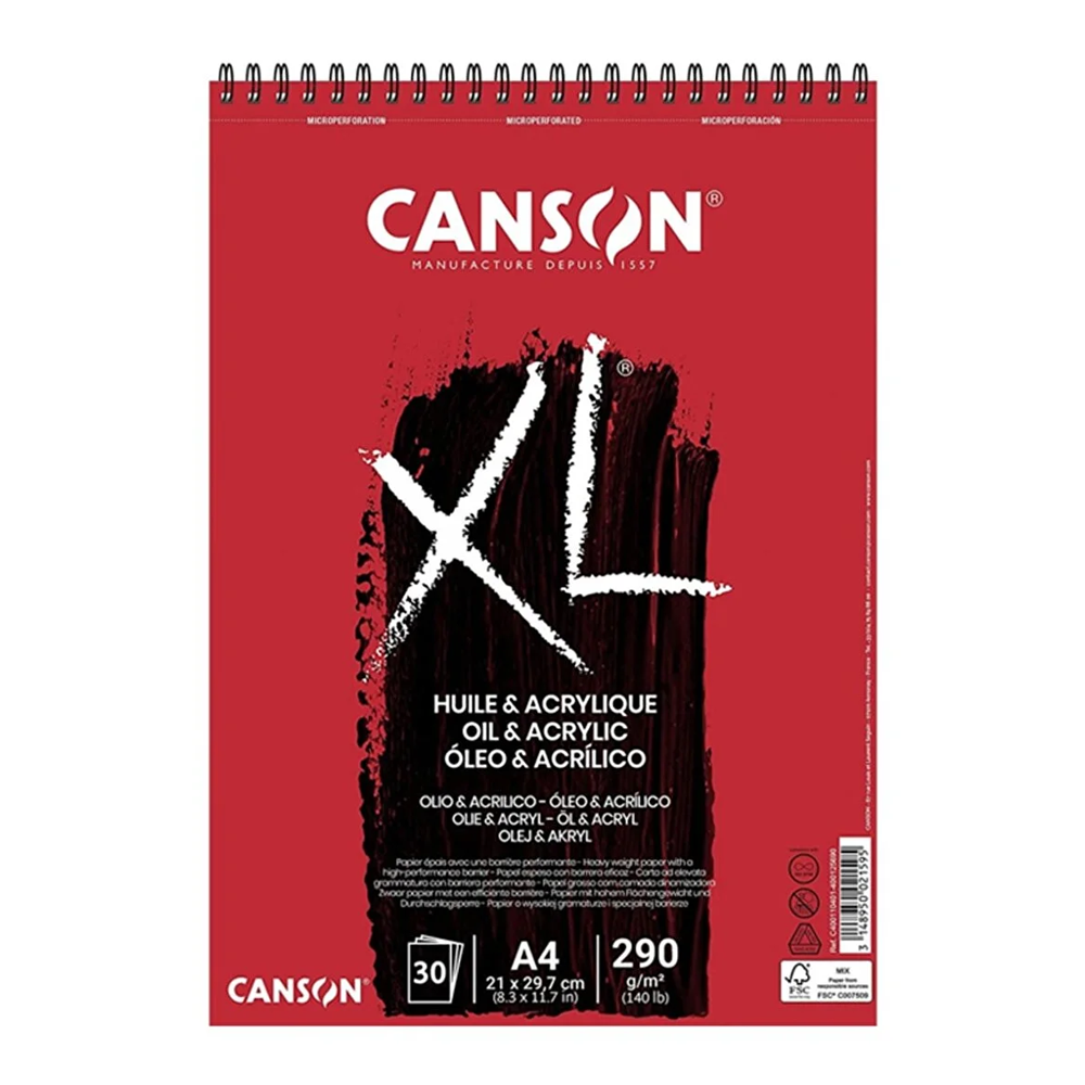 Canson XL Acrylic & Oil Colour Spiral Pad 290gr A4 (21x29.7cm)30 Sayfa