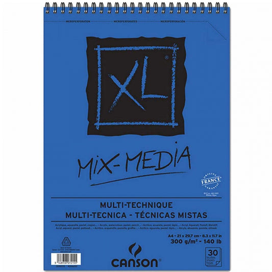 Canson XL Mix Media 300gr Orta Dokulu Çok Amaçlı Spiralli Resim Blok 30 Sayfa A4 (21x29.7cm)