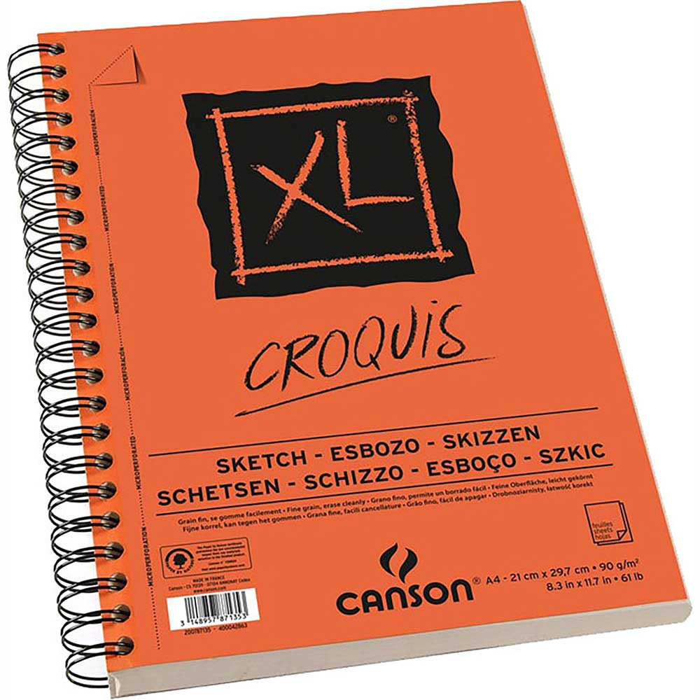 Canson XL Croquis Sketch Pad 90gr 50 Sayfa Spiralli Çizim Defteri A4 (21x29.7cm) (Yan)