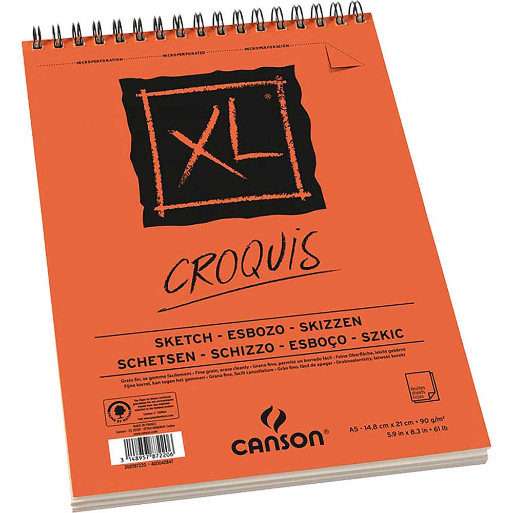 Canson XL Croquis Sketch Pad 90gr 50 Sayfa Spiralli Çizim Defteri A5 (14.9x21cm) (Üst)