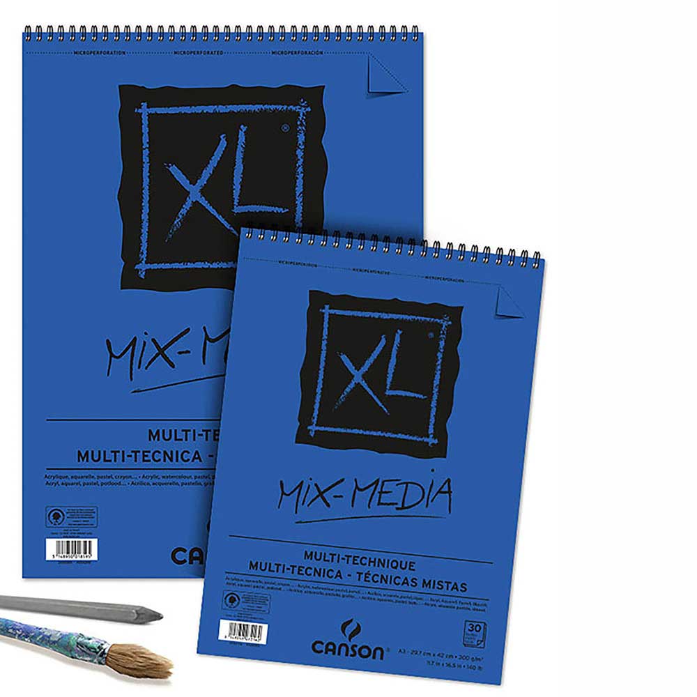 Canson XL Mix Media 300gr Orta Dokulu Çok Amaçlı Spiralli Resim Blok 15 Sayfa A5 (14.9x21cm)