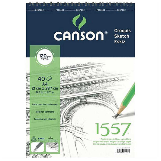 Canson 1557 Dessin Drawing Light Grain 120gr Spiralli Çizim Defteri 40 Sayfa A4 (21x29.7cm)