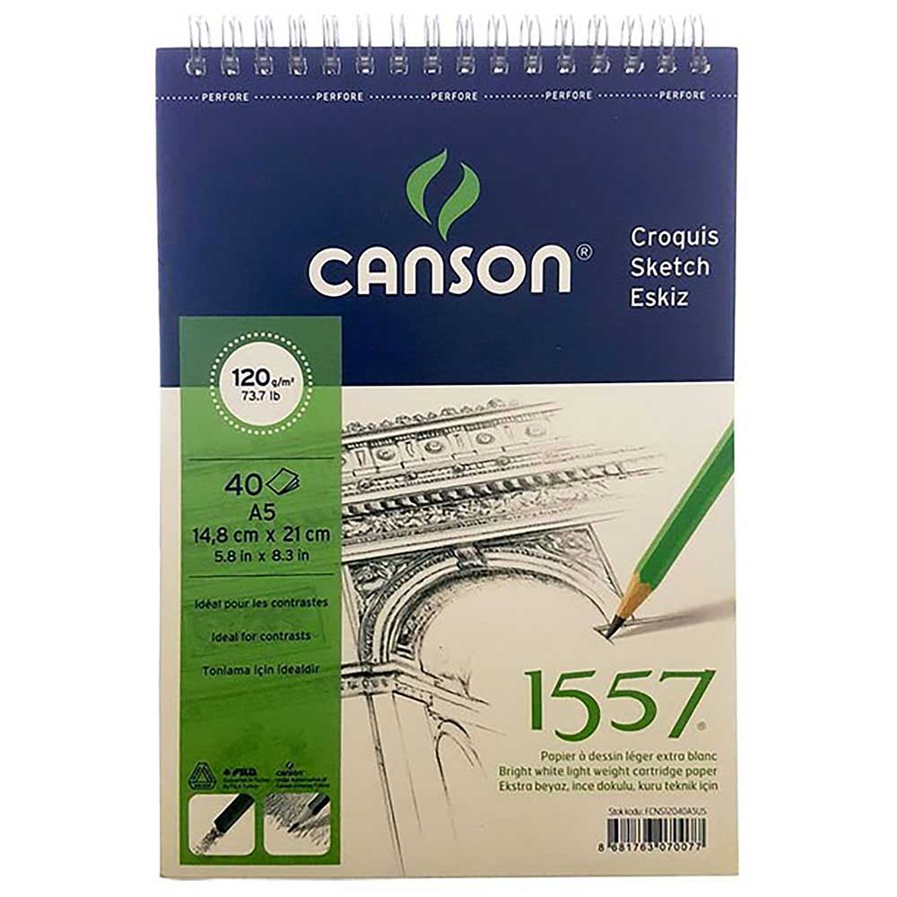 Canson 1557 Dessin Drawing Light Grain 120gr Spiralli Çizim Defteri 40 Sayfa A5 (14.9x21cm)